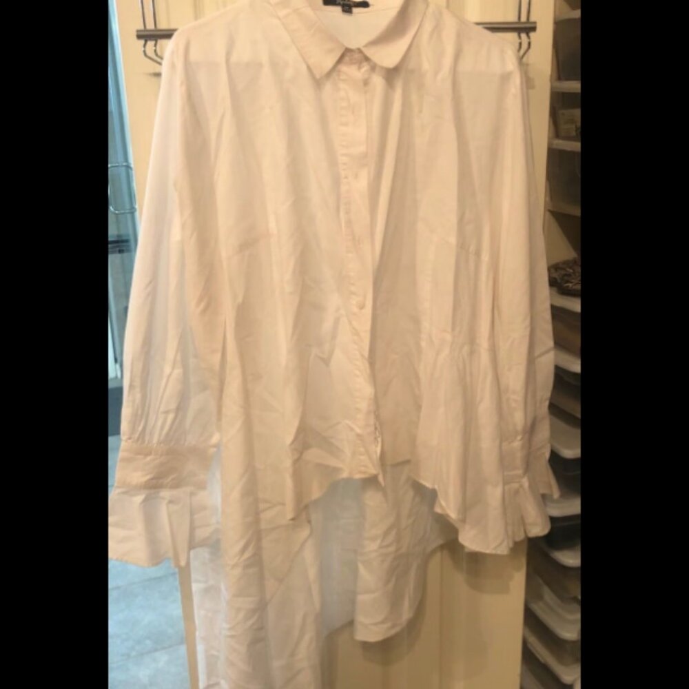 Women's White High-low Blouse - Size 2XL